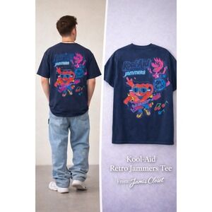 Kool-Aid Retro Jammers Graphic T-Shirt | Oh Yeah Band Tee | Navy Blue | Large
